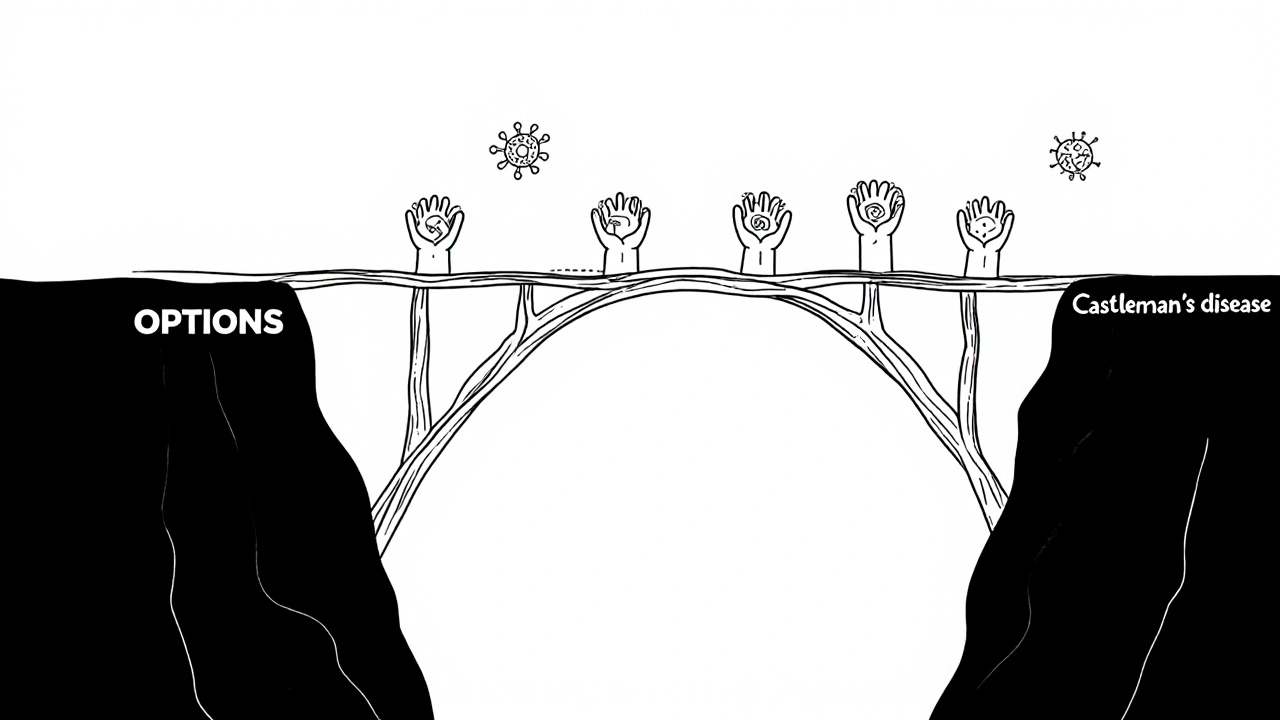 Pont symbolique reliant l&#039;absence d&#039;options à un nouvel espoir pour les maladies rares.