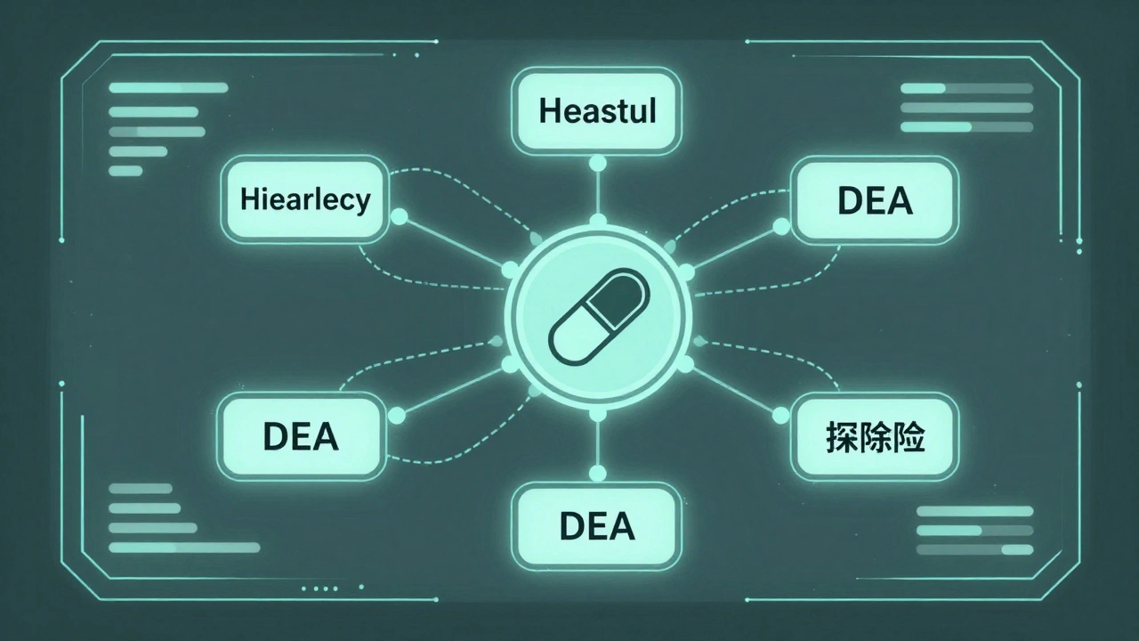 Tableau médical connecté illustrant les systèmes de classification des médicaments.