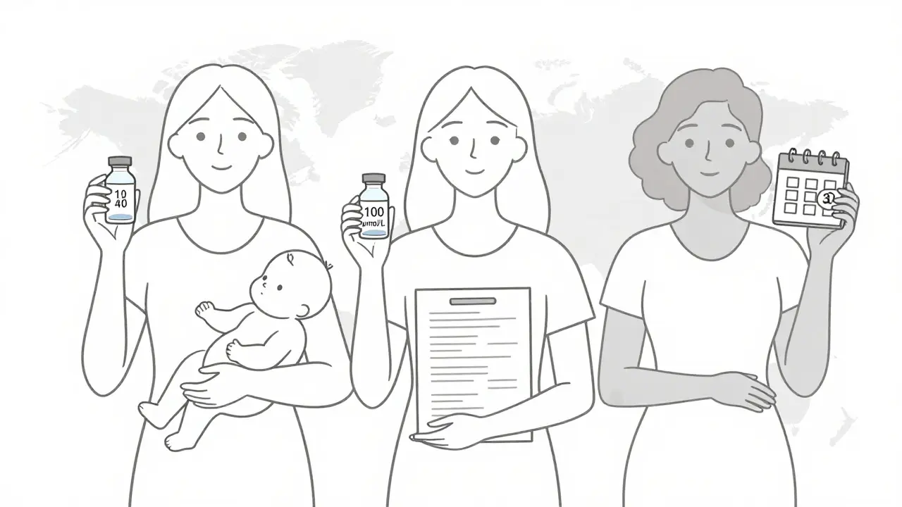 Trois femmes avec taux d'acides biliaires différents, accompagnées de leur bébé.