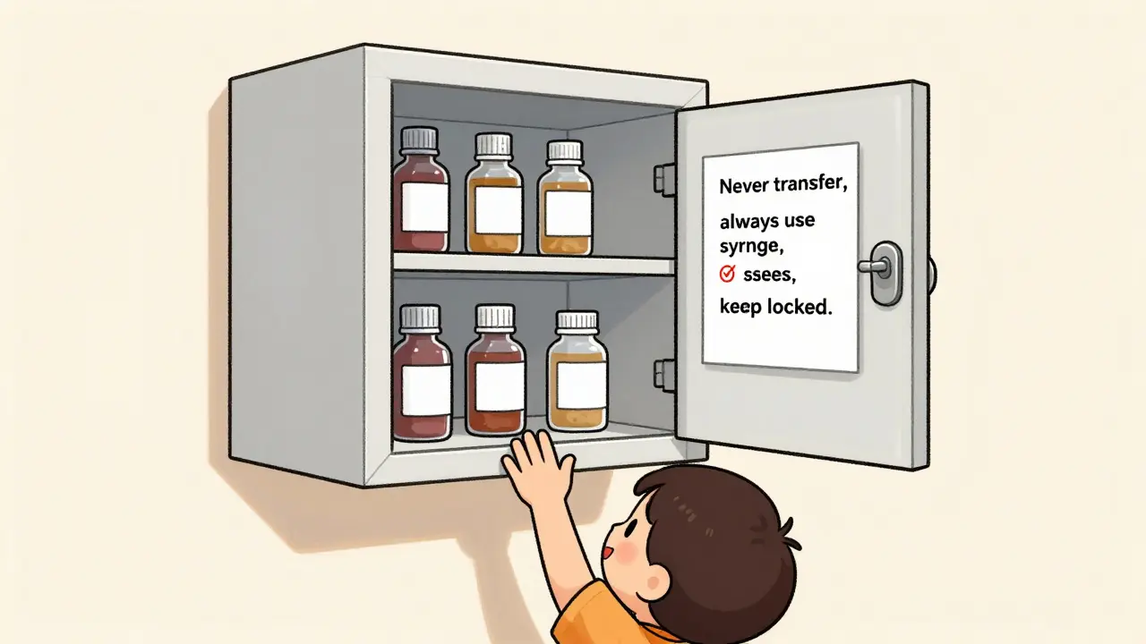 Armoire de rangement sécurisée pour médicaments enfants, hors de portée des enfants.