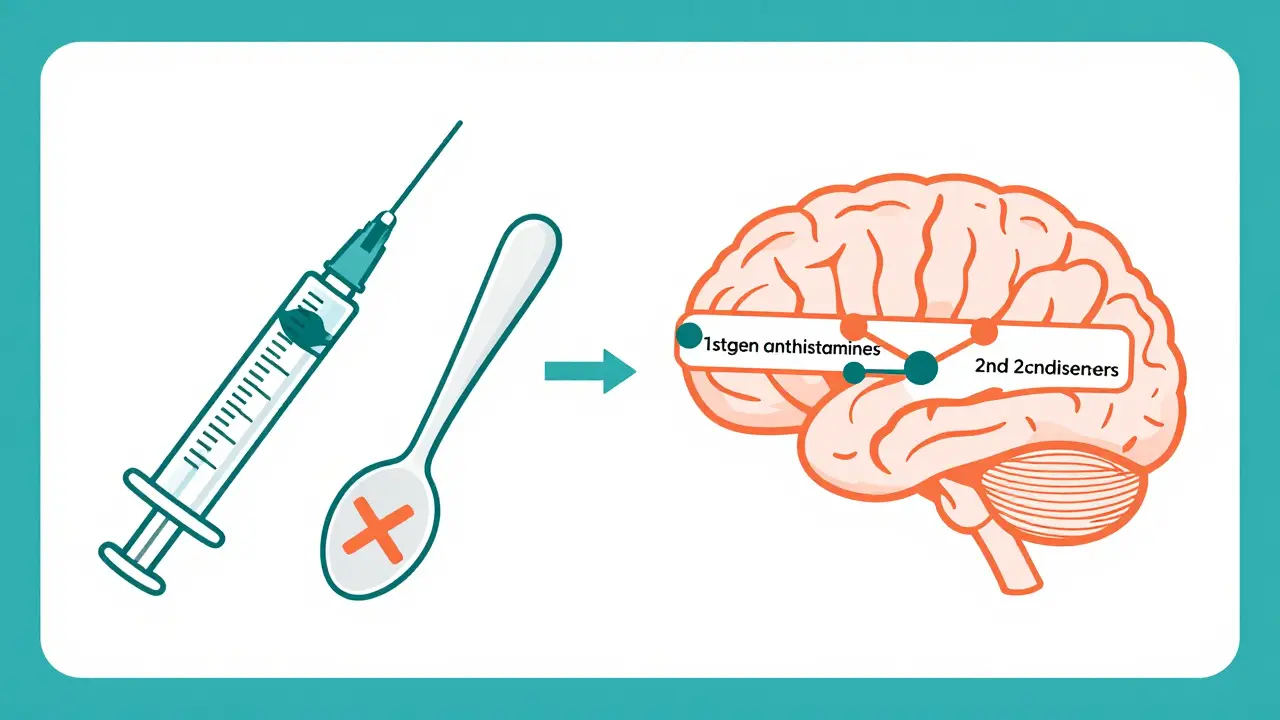 Illustration sur le dosage correct des médicaments et le fonctionnement des antihistaminiques.