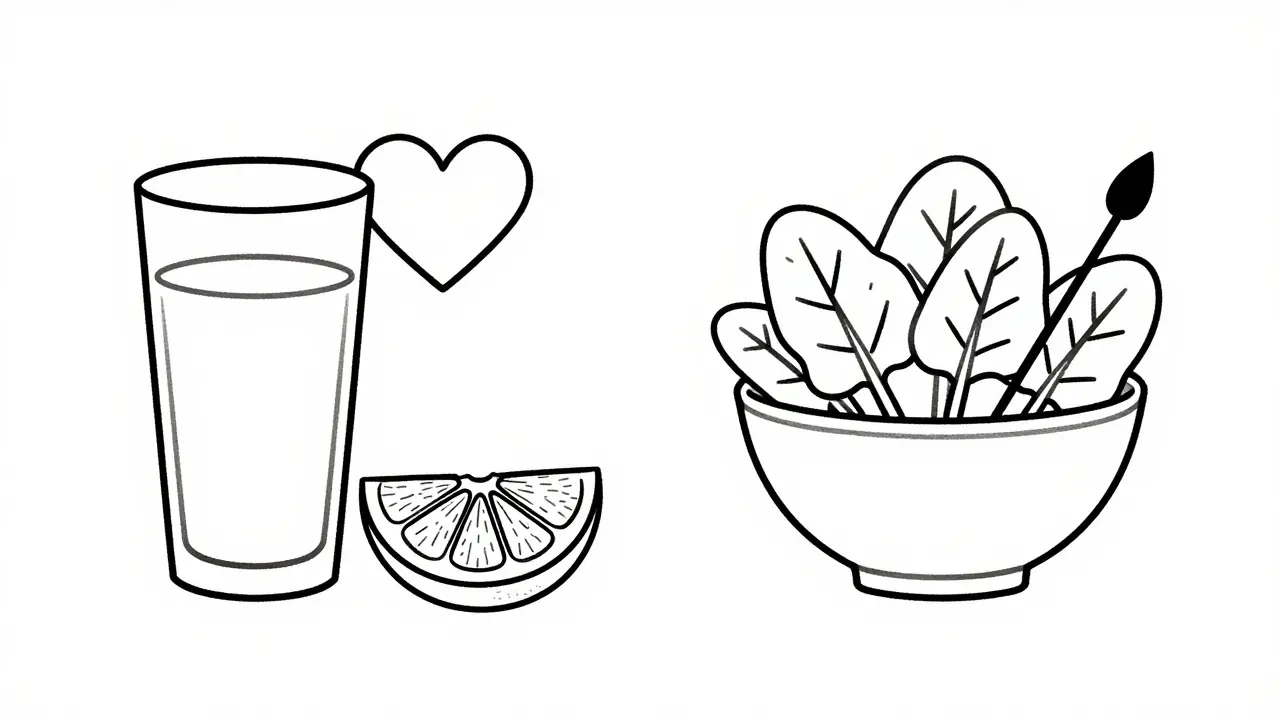 Illustration linéaire des risques alimentaires comme le pamplemousse et les épinards