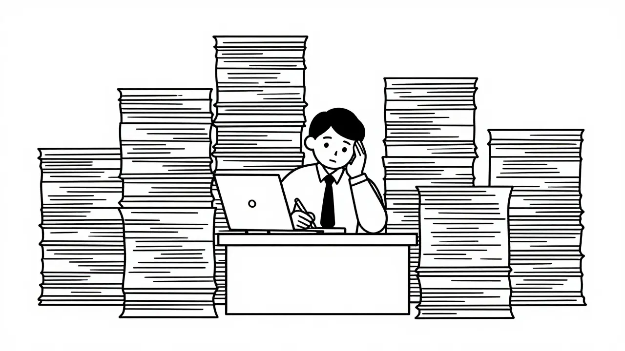 Illustration minimaliste d'une PME face à la lourdeur administrative