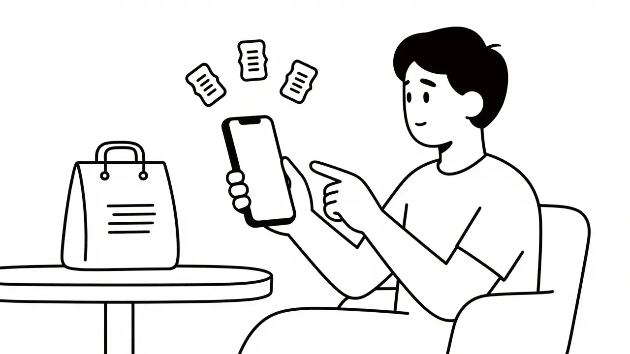 Personne utilisant un smartphone pour comparer les prix des ordonnances