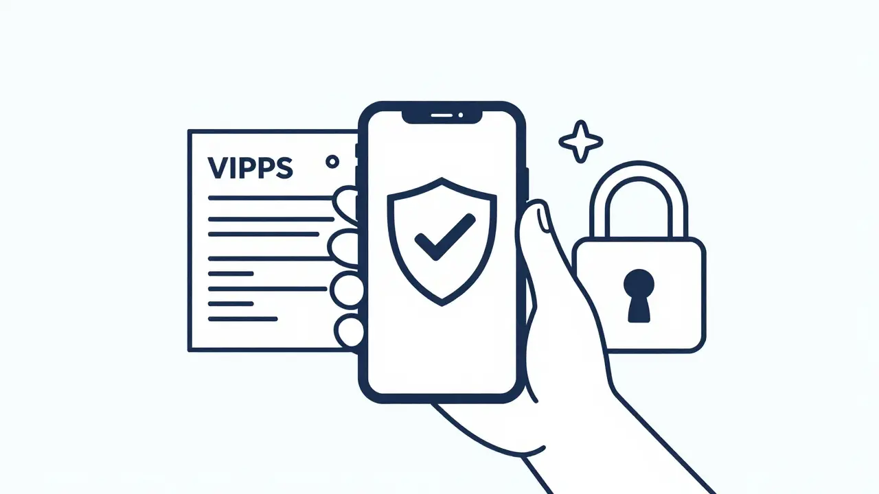 Vérification de sécurité d'une pharmacie en ligne sur smartphone