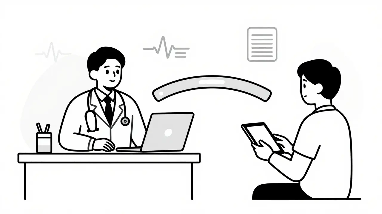 Consultation de télémédecine sécurisée entre médecin et patient