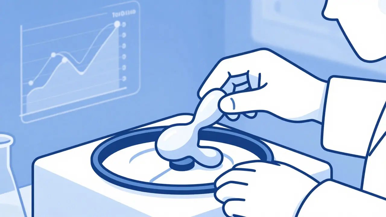 Laboratoire futuriste illustrant le développement de nouveaux anticoagulants plus sûrs